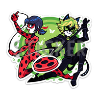 Ladybug and Cat Noir Sticker - Thumbnail 1