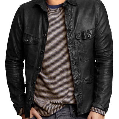 Fashion leather jacket for men, shirt style jacket men - Thumbnail 5