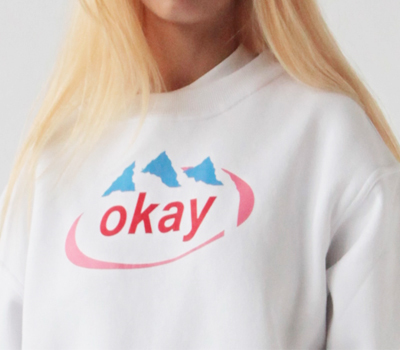 EVIAN SPOOF OKAY SWEATER ( WHITE )