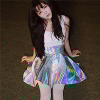 Harajuku silver tall waist skirt - Thumbnail 1