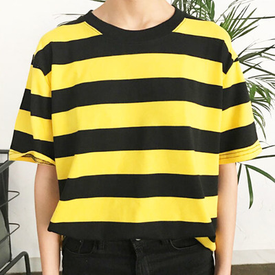 Retro yellow+black striped tee - Thumbnail 4