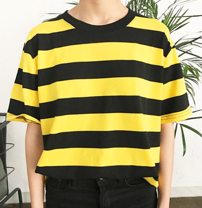 RETRO YELLOW+BLACK STRIPED TEE