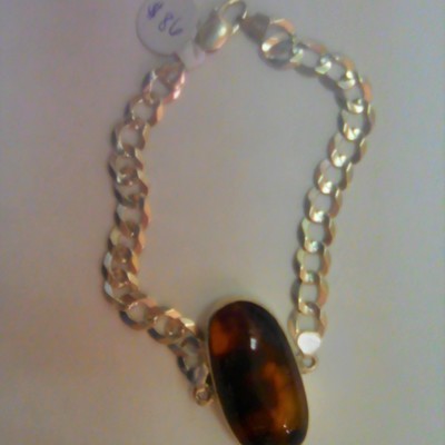 Thick silver and amber necklace