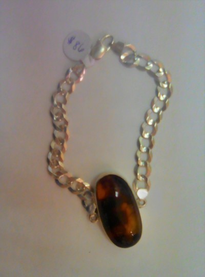 Thick silver and amber necklace