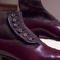New Handmade Men's Maroon Leather Suede Top Button Ankle Boot - Thumbnail 2