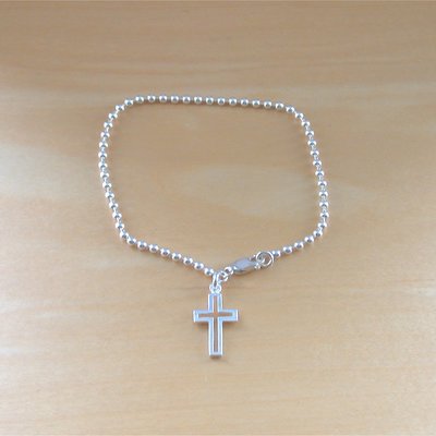 925 silver cross bracelet/sterling silver cross charm bracelet/cross jewelry/cross jewellerycross bracelet/7.5 inch cross bracelet/crucifix