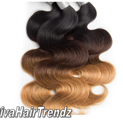 22, 22, and 24" - brazilian remy body wave 3 shade black to brown to platinum ombre  [3 bundles]