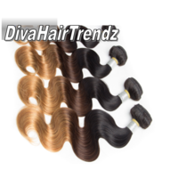 22, 22, and 24" - Brazilian Remy Body Wave 3 Shade Black to Brown to Platinum OMBRE  [3 BUNDLES] - Thumbnail 2