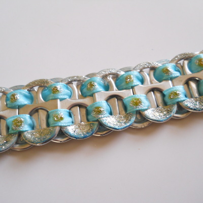 Baby blue and silver tab bracelet