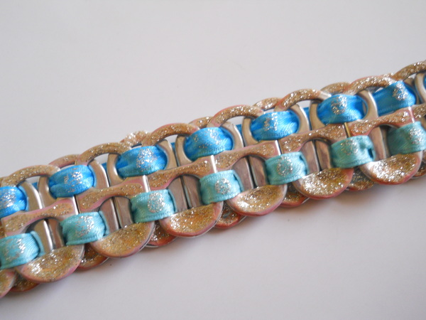 Blue, Silver and Pink Tab Bracelet