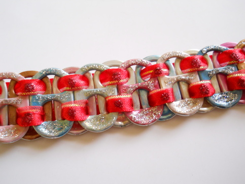 Red and Silver Tab Bracelet