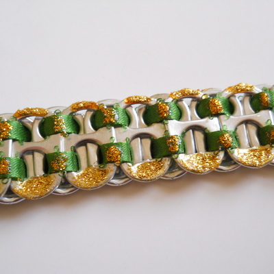 Green and gold tab bracelet