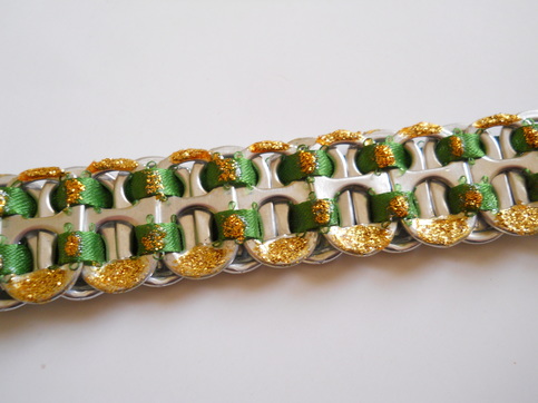 Green and Gold Tab Bracelet