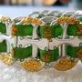 Green and Gold Tab Bracelet - Thumbnail 1