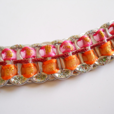 Orange and pink tab bracelet