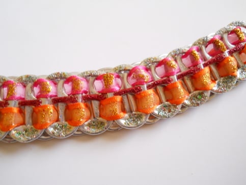 Orange and Pink Tab Bracelet
