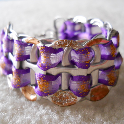 Purple and gold tab bracelet