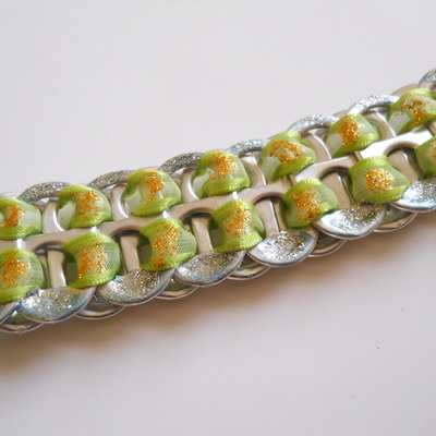 Lime and ice blue tab bracelet