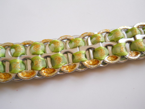 Lime Green and Gold Tab Bracelet