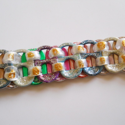 Rainbow and white tab bracelet