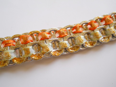 Orange and Gold Tab Bracelet