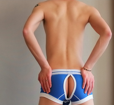 Blue Men's sexy underwear modal U bag hollow out  boxer briefs #2016DP 