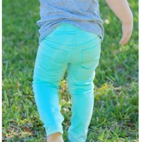 Girls Moto Jeggings- Mint   - Thumbnail 2