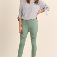 Girls Moto Jeggings- Mint   - Thumbnail 4