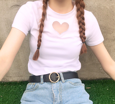 HOLLOW HEART TEE ( WHITE / BLACK )