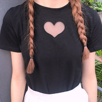 HOLLOW HEART TEE ( WHITE / BLACK ) - Thumbnail 1