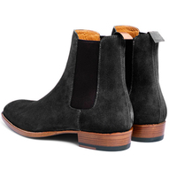 Handmade Chelsea Black Suede Boots, Men's Dress Casual Shoes - Thumbnail 2