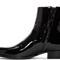 New Handmade Men's Fashion Black Patent Glassy Leather Boots