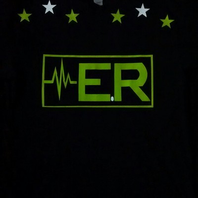 E.r (black,lime green&white) (emt) t-shirt.