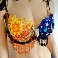 Sun and Moon Rave Bra Dance Costume Halloween Costume - Thumbnail 1