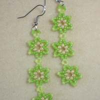 Lovely Lime Green Flower Earrings - Thumbnail 1