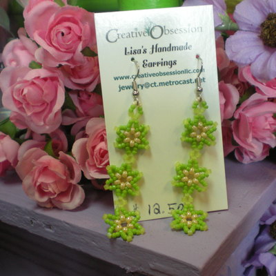 Lovely lime green flower earrings