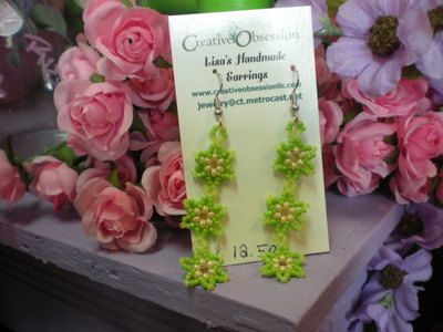 Lovely Lime Green Flower Earrings