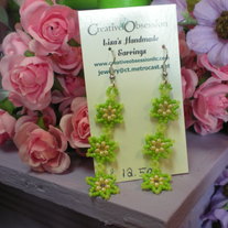 Lovely Lime Green Flower Earrings