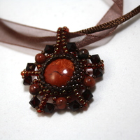 January Red Jasper Pendant with Garnet Color Crystals - Thumbnail 3