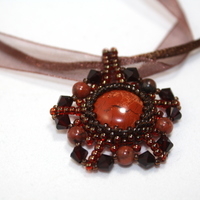 January Red Jasper Pendant with Garnet Color Crystals - Thumbnail 4