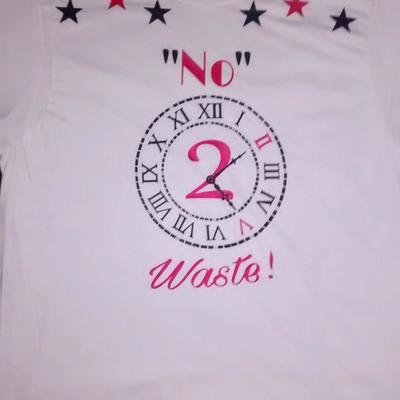 No time 2 waste! (white,black&flamered) t-shirt.
