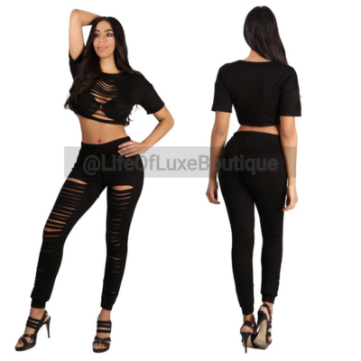 Scarlett soft sweat suit black set - Thumbnail 5