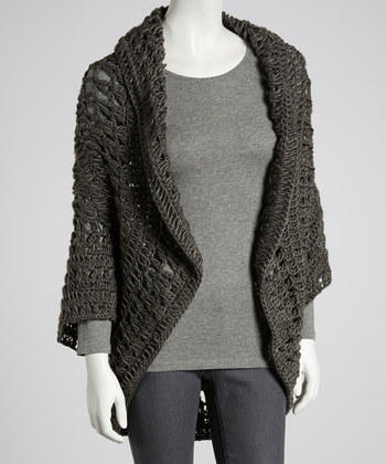 Gray-Crocheted Shrug 