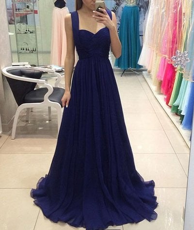 New Arrival A-Line Royal Blue Prom dress , Chiffon Long Prom/Evening Dresses