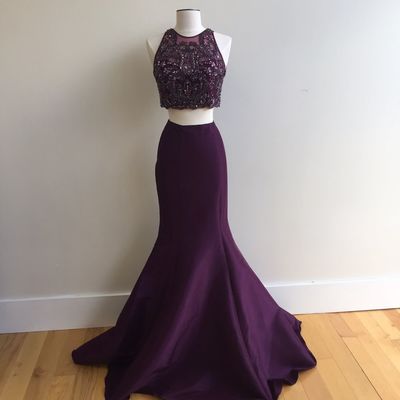 Two-Piece Sexy Mermaid Long Prom Dress with Beading