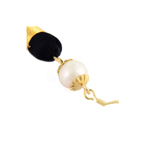 Tassels and Pearls-the 100% Handmade Breakfast at Tiffany's Inspired 24karat Gold Plated Earrings in Majestic Black - Thumbnail 3