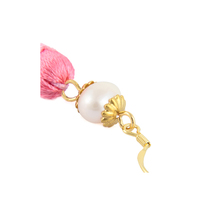 Tassels and Pearls-the 100% Handmade Breakfast at Tiffany's Inspired 24karat Gold Plated Earrings in Vintage Pink - Thumbnail 2