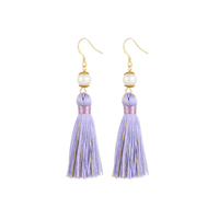 Tassels and Pearls-the 100% Handmade Breakfast at Tiffany's Inspired 24karat Gold Plated Earrings in Violet Purple - Thumbnail 1