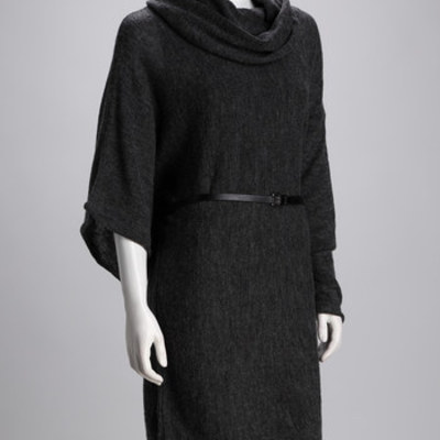 Charcoal wool-blend asymmetrical tunic
