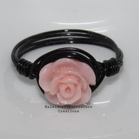 Pastel Pink Rose (Small w/black wire) - Thumbnail 1